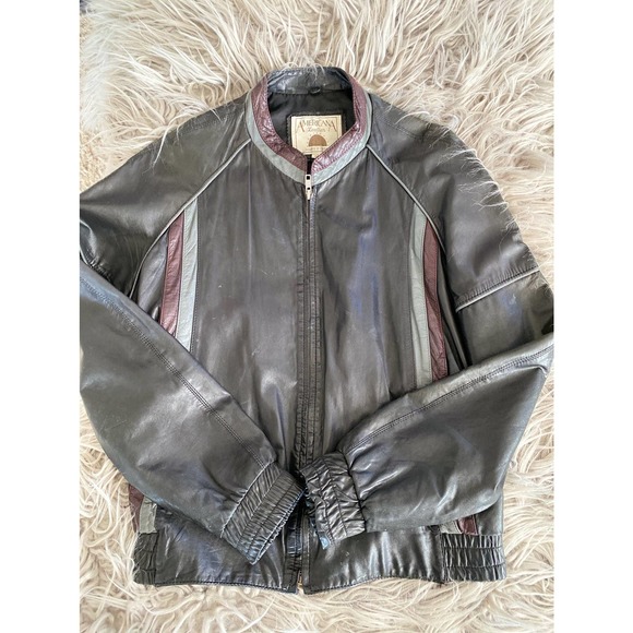 Vintage Retro 80’s Leather Jacket Mens Size 40 - Picture 1 of 11